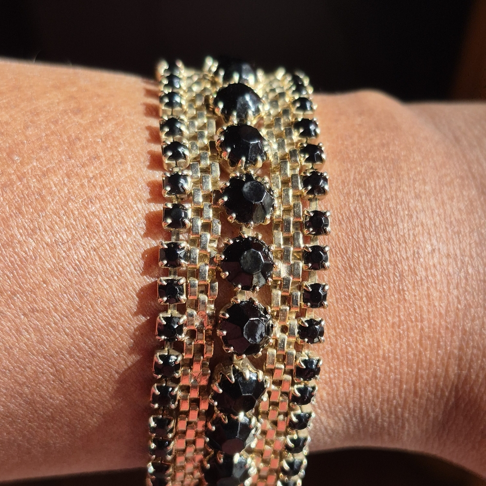 Vintage Signed Weiss Mesh Rhinestone Bracelet